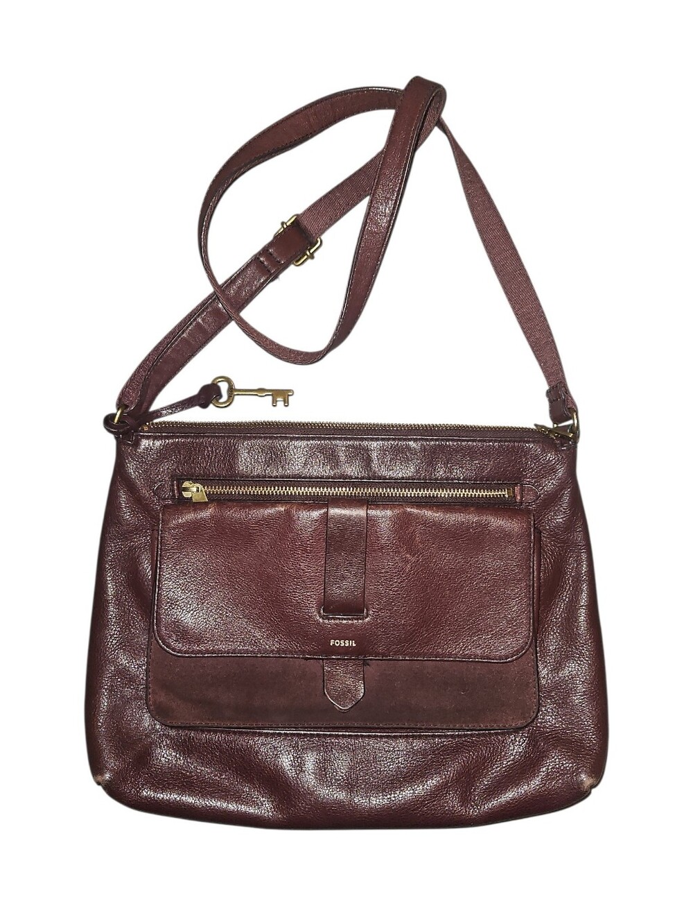 Fossil Kinley  Brown Leather Crossbody Shoulder Bag